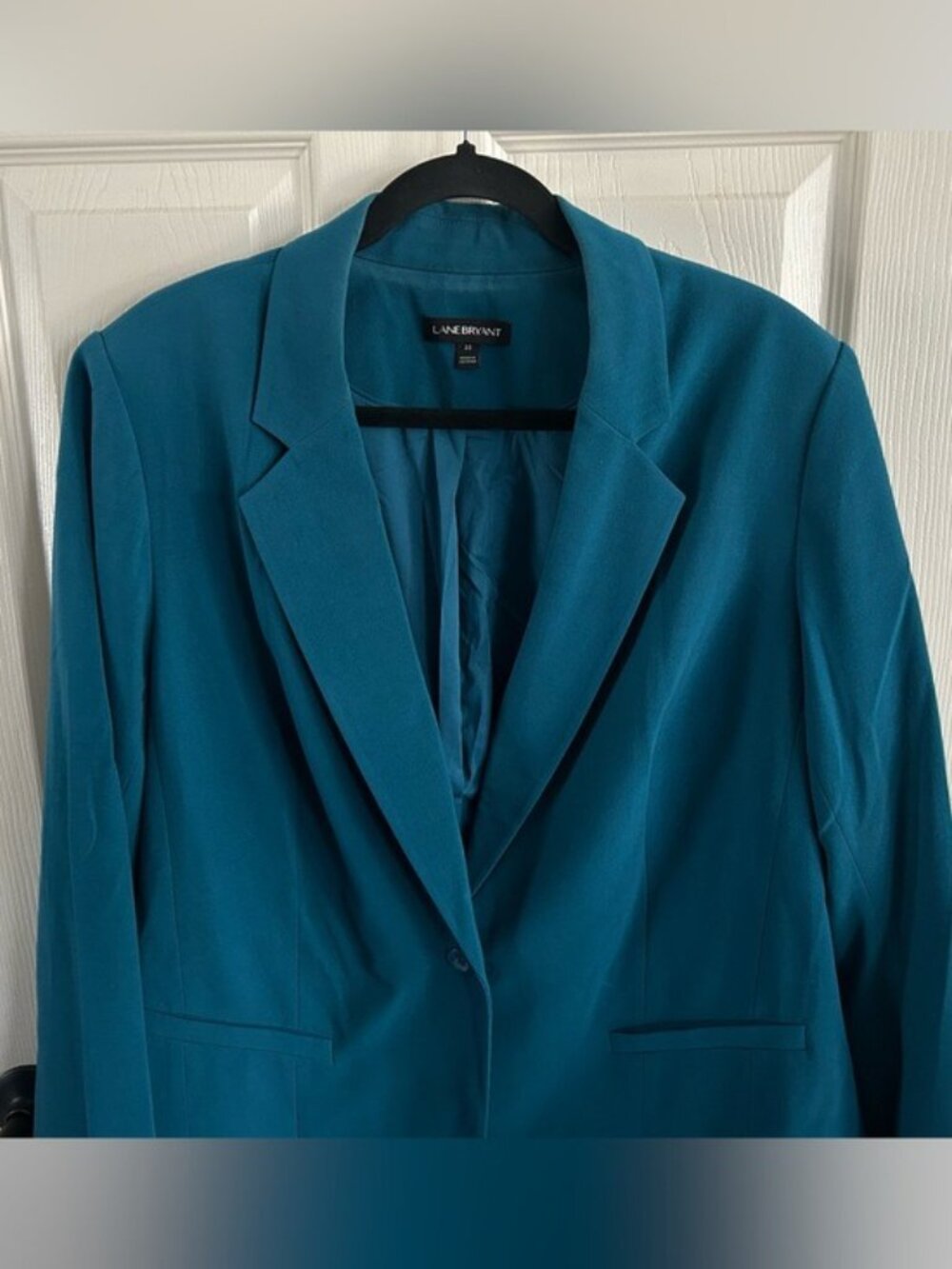Lane Bryant Teal Single-Button Blazer Jacket Plus Sz 22 Flaws Read - Picture 2 of 16